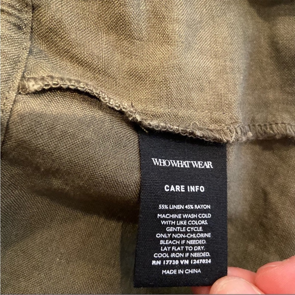 WHO WHAT WEAR Olive Green Linen Blend Lightweight Utility Jacket Medium - Picture 6 of 6